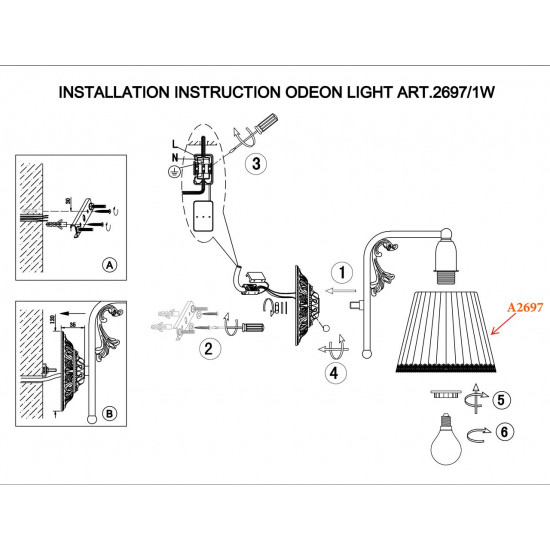 Бра Odeon Light Veado 2697/1W