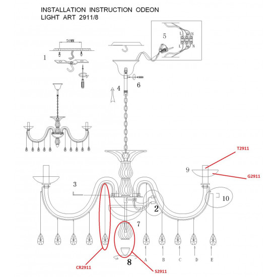 Подвесная люстра Odeon Light Alvada 2911/8