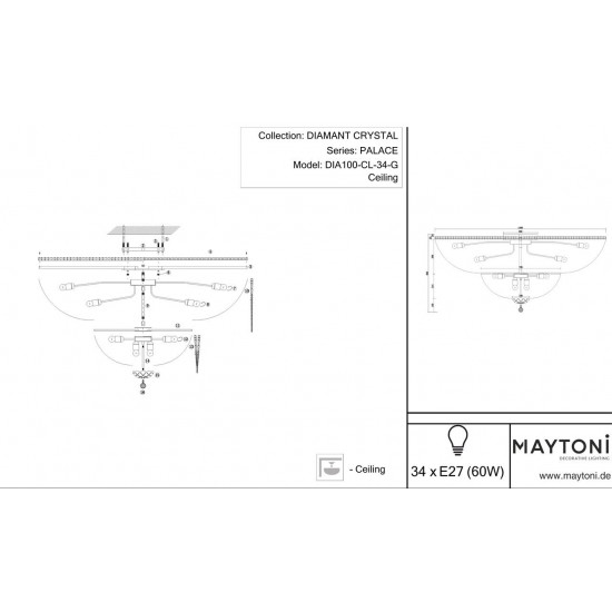 Потолочная люстра Maytoni Palace DIA100-CL-34-G