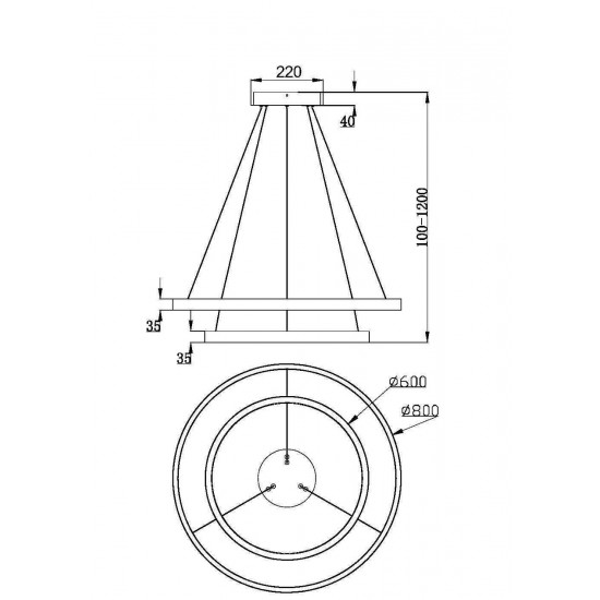 Подвесной светодиодный светильник с форме колец, LED люстра Maytoni Rim MOD058PL-L74W3K