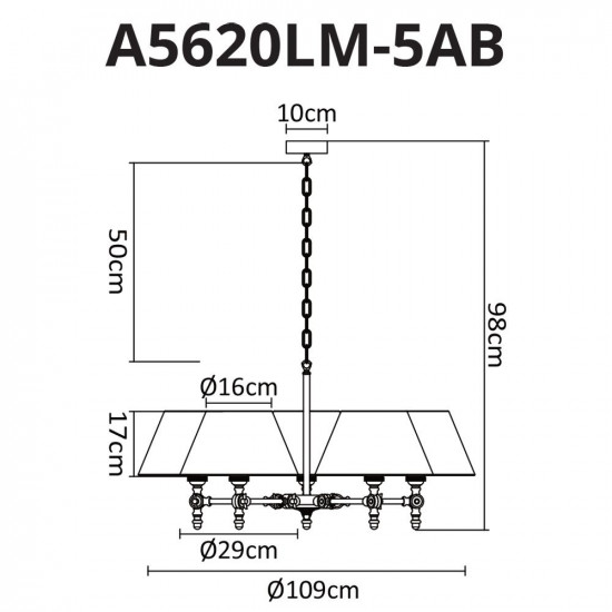 Подвесная люстра Arte Lamp A5620LM-5AB