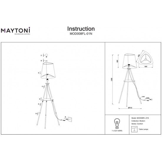 Торшер Maytoni Comfort MOD008FL-01N