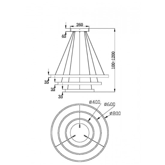 Подвесной светодиодный светильник с форме колец, LED люстра Maytoni Rim MOD058PL-L100B3K