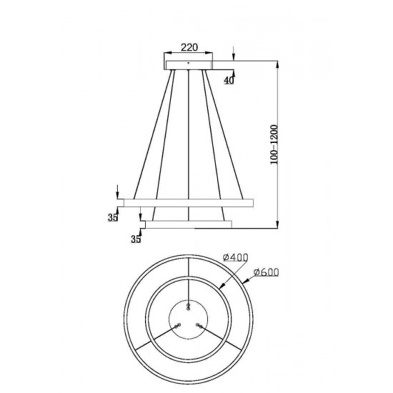 Подвесной светодиодный светильник с форме колец, LED люстра Maytoni Rim MOD058PL-L55BS3K