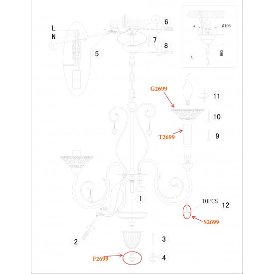 Подвесная люстра Odeon Light Rey 2699/5