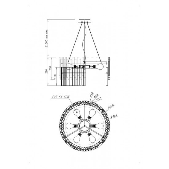 Подвесная люстра Maytoni Coliseo MOD135PL-06BS