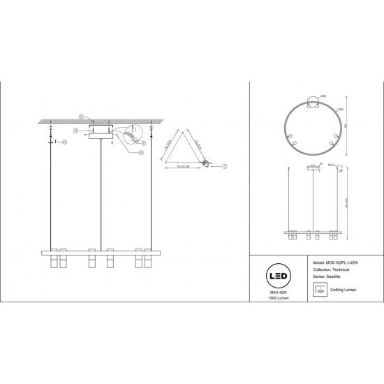 Подвесная светодиодная люстра Maytoni Satellite MOD102PL-L42W