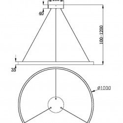 Подвесной светодиодный светильник с форме колец, LED люстра Maytoni Rim MOD058PL-L54BS3K