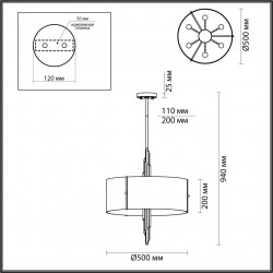 Подвесная люстра арт-деко Odeon Light Margaret 5415/6