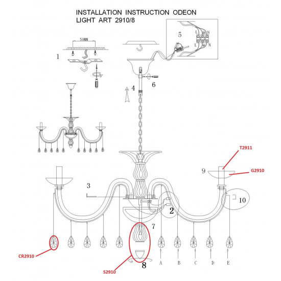 Подвесная люстра Odeon Light Alvada 2910/8