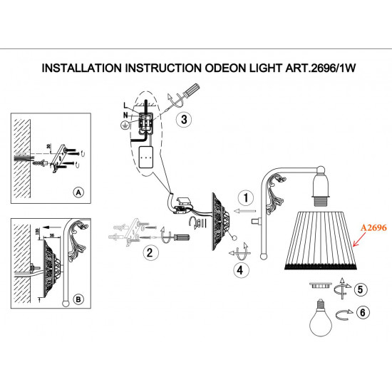 Бра Odeon Light Veado 2696/1W