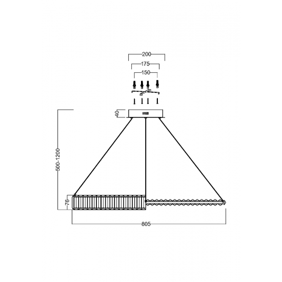 Подвесной светодиодный светильник с форме колец, LED люстра Maytoni Krone P097PL-L45G4K